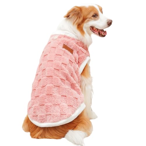 Hundepullover mit D-Ring, klassischer karierter Hunde-Winterpullover, Sweatshirts, kaltes Wetter, warme Weste, Weihnachts-Outfits für kleine, mittelgroße und große Hunde, Größe S (Rosa) von MeiAOBest