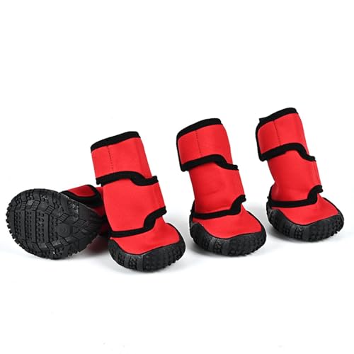 Hundeschuhe, leicht wasserdicht, rutschfest, Leica Obere Hundestiefel, Haustierpfoten-Schutzhülle, für drinnen und draußen, für Welpen, kleine, mittelgroße und große Hunde, Rot (3# L x B: 4,7 x 3,9 cm Hundeschuhe, leicht wasserdicht, rutschfest, Leica Obere Hundestiefel, Haustierpfoten-Schutzhülle, für drinnen und draußen, für Welpen, kleine, mittelgroße und große Hunde, Rot (3# L x B: 4,7 x 3,9 cm von MeiAOBest