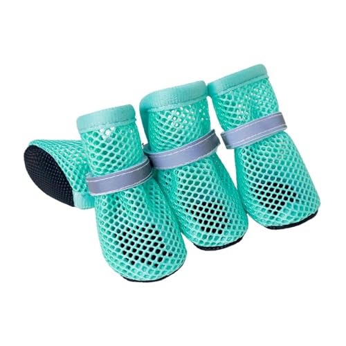 Hundeschuhe aus Netzstoff, atmungsaktiv, rutschfest, für kleine und mittelgroße Hunde, Größe L, Dunkelgrün, 4 Stück von MeiAOBest