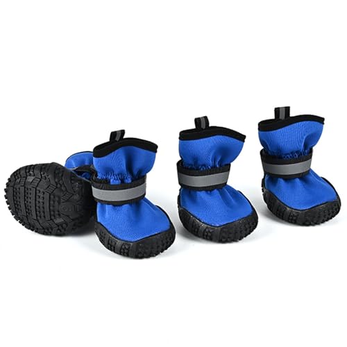 Hundestiefel, reflektierend, rutschfest, verschleißfeste TPR-Sohle, Haustierpfotenschutz, leicht wasserdicht, Wanderschuhe für Welpen, kleine, mittelgroße und große Hunde, Blau (12# L x B: 9 x 7,7 cm) Hundestiefel, reflektierend, rutschfest, verschleißfeste TPR-Sohle, Haustierpfotenschutz, leicht wasserdicht, Wanderschuhe für Welpen, kleine, mittelgroße und große Hunde, Blau (12# L x B: 9 x 7,7 cm) von MeiAOBest