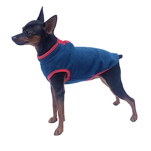 Hundeweste, Mantel mit Geschirr, weicher Polar-Fleece-Pullover, Hoodies, dick, warm, Winter-Welpenpullover für kleine, mittelgroße Hunde (Blau, X-Large) von MeiAOBest