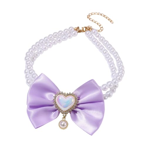 Katzen-Halskette, verstellbares Halsband mit künstlicher Perle und Schleife, herzförmige Prinzessinnen-Halskette, Welpen, Geburtstag, Hochzeit, Party, Verkleidung, Halsband, Geschenk, Größe S (lila) Katzen-Halskette, verstellbares Halsband mit künstlicher Perle und Schleife, herzförmige Prinzessinnen-Halskette, Welpen, Geburtstag, Hochzeit, Party, Verkleidung, Halsband, Geschenk, Größe S (lila) von MeiAOBest