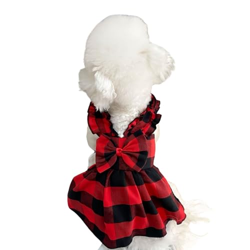 Kleid für kleine Hunde, Sommerrock mit Schleife, atmungsaktives Prinzessinnen-Kostüm für Katzen, Welpen, kleine, mittelgroße Hunde, Größe M, Rot Kleid für kleine Hunde, Sommerrock mit Schleife, atmungsaktives Prinzessinnen-Kostüm für Katzen, Welpen, kleine, mittelgroße Hunde, Größe M, Rot von MeiAOBest