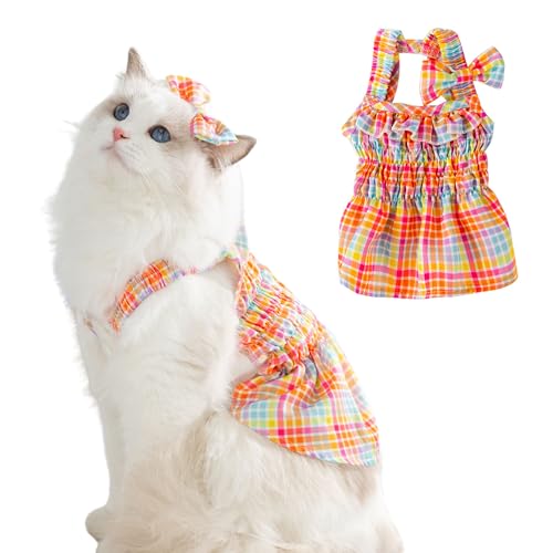 Kleid für kleine Hunde mit Schleife, kariert, Rock mit Schleife, Sommer-Haustier-Tutu-Party-Outfits, Kleidung für Katzen, Welpen, kleine Hunde, Größe XXL Kleid für kleine Hunde mit Schleife, kariert, Rock mit Schleife, Sommer-Haustier-Tutu-Party-Outfits, Kleidung für Katzen, Welpen, kleine Hunde, Größe XXL von MeiAOBest