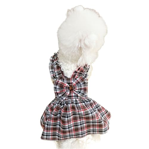 Kleines Hundekleid, Sommerkleid, karierter Rock mit Schleife, Tutu, atmungsaktiv, Prinzessinnen-Kostüm, Weste für Katzen, Welpen, kleine, mittelgroße Hunde, Größe S, Braun Kleines Hundekleid, Sommerkleid, karierter Rock mit Schleife, Tutu, atmungsaktiv, Prinzessinnen-Kostüm, Weste für Katzen, Welpen, kleine, mittelgroße Hunde, Größe S, Braun von MeiAOBest