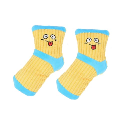 MeiAOBest 2 x Hundesocken, Geräuschspielzeug, niedliches Kauspielzeug für Hunde, Plüsch, Quietschspielzeug, interaktive Zahnreinigungssocken für kleine, mittelgroße Hunde, Gelb MeiAOBest 2 x Hundesocken, Geräuschspielzeug, niedliches Kauspielzeug für Hunde, Plüsch, Quietschspielzeug, interaktive Zahnreinigungssocken für kleine, mittelgroße Hunde, Gelb von MeiAOBest