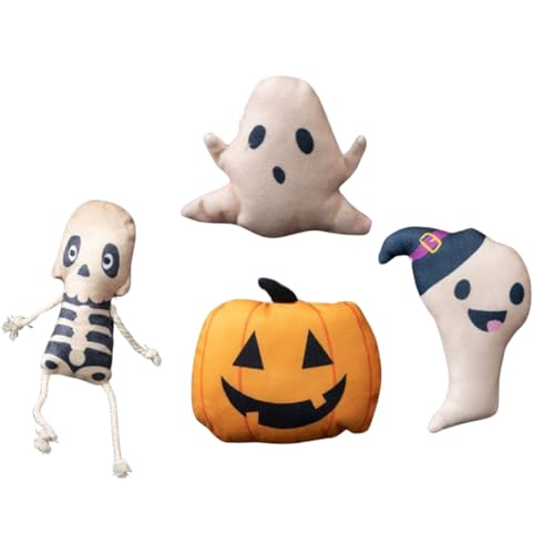 MeiAOBest 4 Stück Halloween Katze Stofftiere, Katze Kauspielzeug Halloween Stil Kürbis Geist Schädel Katze Zähne Reinigung Interaktives Katzenspielzeug MeiAOBest 4 Stück Halloween Katze Stofftiere, Katze Kauspielzeug Halloween Stil Kürbis Geist Schädel Katze Zähne Reinigung Interaktives Katzenspielzeug von MeiAOBest
