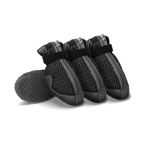 MeiAOBest Atmungsaktive Netzstiefel für Hunde, rutschfeste Mikrofaser-Gummisohle, Haustierschuhe, Pfotenschutz, für drinnen und draußen, Spazierengehen, Hundeschuhe, Größe M (schwarz) von MeiAOBest