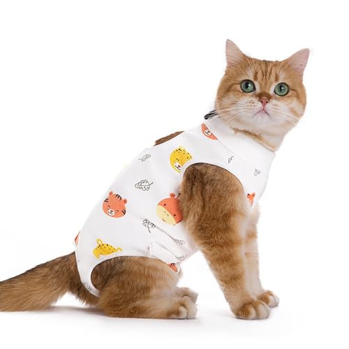 MeiAOBest Genesungsanzug für Katzen, Entwöhnung, Kastrierung, Anti-Leck-Shirts, Weste, Bauchwunden, Schutz, Bodysuit, Größe S (Wald) von MeiAOBest