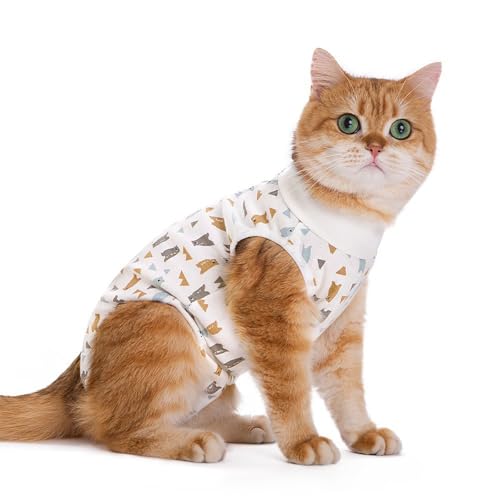 MeiAOBest Genesungsanzug für Katzen, Entwöhnung, Kastrierung, Anti-Leck-Shirts, Weste, Kätzchen, Bauchwunden, Schutz, Bodysuit, Größe M (Bär) von MeiAOBest