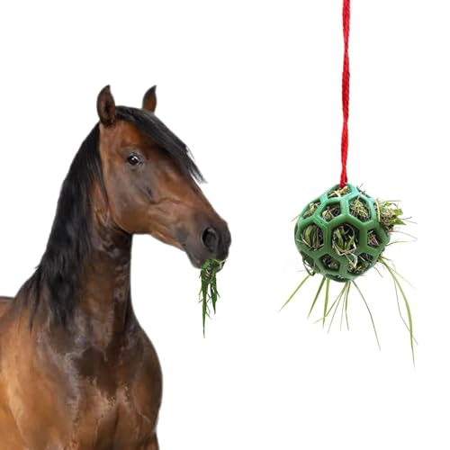 MeiAOBest Heu-Futterstation für Pferde, zum Aufhängen, interaktiver Ball, Stressabbau, langweiliges Spielzeug für Ziegen, Pony, Kaninchen, Meerschweinchen, Grün von MeiAOBest