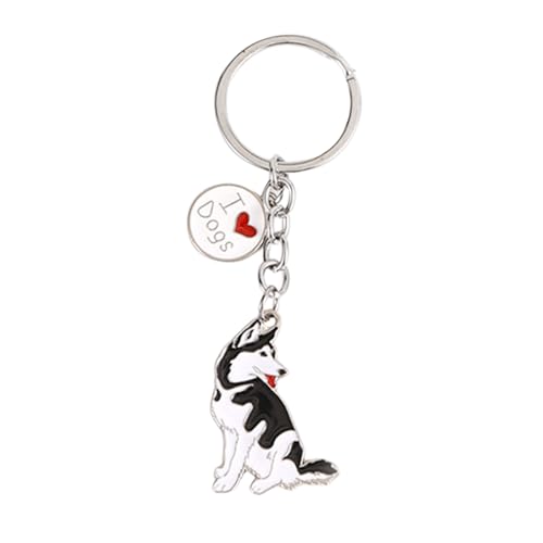 MeiAOBest Hund ID Tag, Hund Liebhaber Schlüssel anhänger Geschenke, niedliches Metall Hunde Muster Schlüssel Ring Kleiner Hund Welpe Schlüssel Bund Keyfob Tasche Anhänger Geschenk_Husky von MeiAOBest
