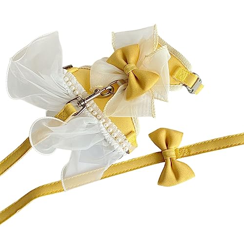 MeiAOBest Hundegeschirr, Rock mit Leine, süßes Hundegeschirr mit Schleife und Perlen, weiche Tutu-Weste, Haustierkleidung für Katzen, Welpen, kleine Hunde, Größe M, Gelb MeiAOBest Hundegeschirr, Rock mit Leine, süßes Hundegeschirr mit Schleife und Perlen, weiche Tutu-Weste, Haustierkleidung für Katzen, Welpen, kleine Hunde, Größe M, Gelb von MeiAOBest