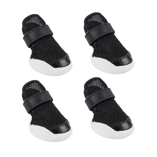 MeiAOBest Hundeschuhe, rutschfest, atmungsaktiv, weiche Sohle, reflektierend, für alle Jahreszeiten, für drinnen und draußen, Pfotenschutz, Größe 3 (schwarz) von MeiAOBest