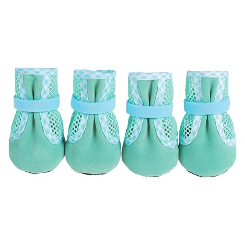 MeiAOBest Hundeschuhe mit Pfotenschutz, atmungsaktives Netzgewebe, rutschfeste Gummisohle, verstellbar, waschbar, für drinnen und draußen, tägliche Spaziergänge, Größe M (Grün) von MeiAOBest