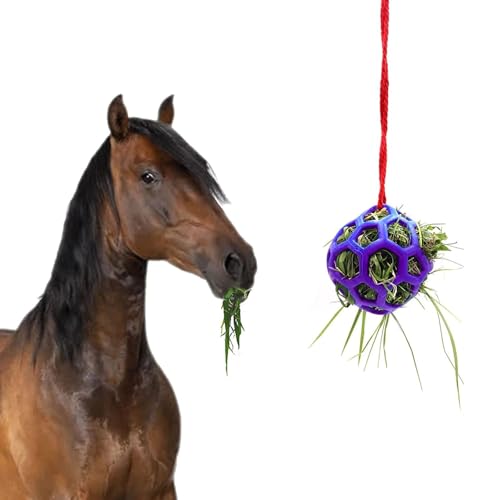 MeiAOBest Pferdebehandlungsball Heufutterspielzeug, hängendes Haustier-Heu-Fütterung Interaktiver Ball Droping Stress Ziegenpony Kaninchen Kaninchen Langweiliges Spielzeug für Meerschweinchen von MeiAOBest