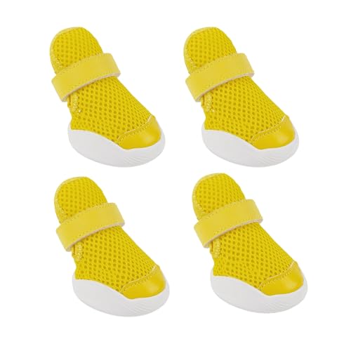 MeiAOBest Rutschfeste, atmungsaktive Schuhe mit weicher Sohle, reflektierend, für alle Jahreszeiten, für drinnen und draußen, Pfotenschutz, Gelb von MeiAOBest