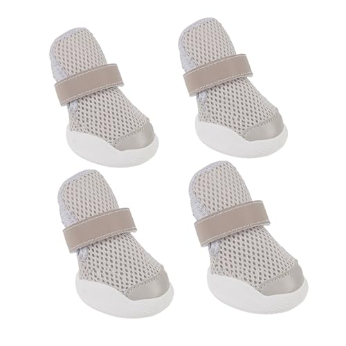 MeiAOBest Rutschfeste, atmungsaktive Schuhe mit weicher Sohle, reflektierend, für alle Jahreszeiten, für drinnen und draußen, Pfotenschutz, Größe 5 (grau) von MeiAOBest