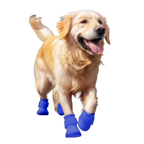 MeiAOBest Silikon-Hundeschuhe, wasserdicht, verstellbar, für den Außenbereich, rutschfest, Regenstiefel für Pfotenschutz bei Schlammregen, Größe XXL (blau) von MeiAOBest