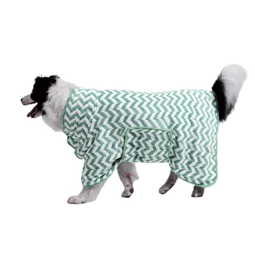 MeiAOBest Trockenmantel für Katzen und Hunde, verstellbar, weiche Mikrofaser, super saugfähig, schnell trocknend, Morgenmantel, warmer Bademantel für Badepflege, Reisen, Schwimmen, Größe L, Grün von MeiAOBest