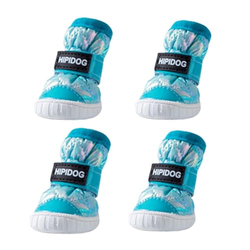 MeiAOBest Wasserdichte Winterstiefel für Hunde, Farbverlauf, rutschfest, für kaltes Wetter, warme Schuhe mit verstellbaren Riemen, weich, dick, Pfotenschutz für kleine, mittelgroße Hunde, Grün von MeiAOBest