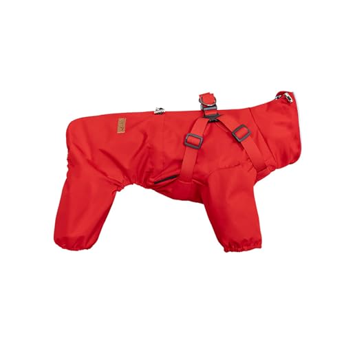 Regenmantel für kleine Hunde, reflektierend, verstellbar, vollständige Abdeckung, Regenjacke, wasserdicht, winddicht, 4 Beine, Poncho, Overall für kleine und mittelgroße Hunde, Größe S (Rot) von MeiAOBest