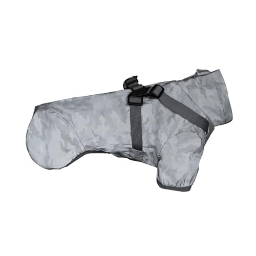 Regenmantel für kleine Hunde, verstellbar, leicht, wasserdicht, 2 Beine, reflektierender Hundeponcho für kleine, mittelgroße Hunde, Größe L, Grau (Tarnmuster) von MeiAOBest