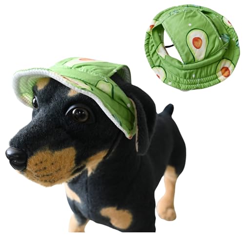 Runde Hüte für kleine Hunde, Katzen- und Hunde, Fischerhut mit Ohrloch, verstellbarer Haustier-Sonnenschutz, Reise-/Sporthut für Katzen, kleine, mittelgroße Hunde, Größe M (Grün 2) von MeiAOBest