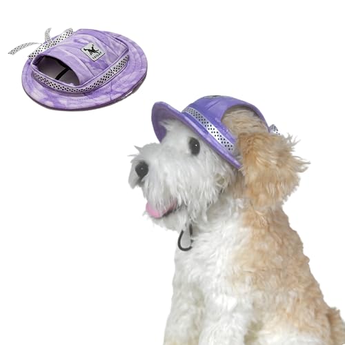 Runde Hüte für kleine Hunde, Katzen- und Hundehut, Fischerhut mit Ohrloch, verstellbarer Haustier-Sonnenschutz, Reise-/Sporthut für Katzen, kleine, mittelgroße Hunde, Größe S, Batikfärbung lila Runde Hüte für kleine Hunde, Katzen- und Hundehut, Fischerhut mit Ohrloch, verstellbarer Haustier-Sonnenschutz, Reise-/Sporthut für Katzen, kleine, mittelgroße Hunde, Größe S, Batikfärbung lila von MeiAOBest