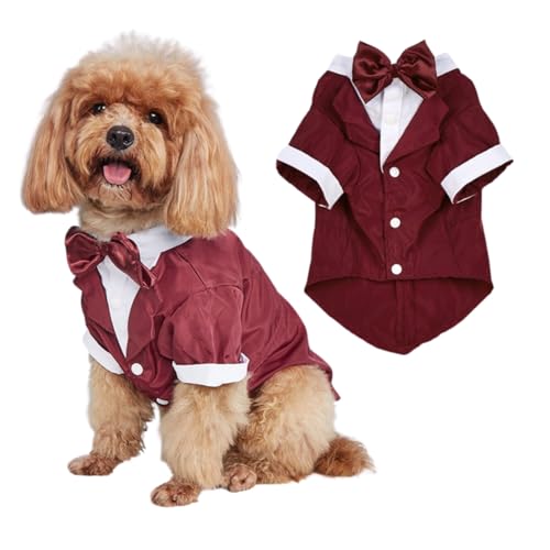 Smokinganzug für Hunde mit Schleife, formelle Kleidung, Hochzeitsparty-Hemd mit Traktionsloch, Katzen-/Hunde-Festival-Kostüm, Mantel, Prinz, Gentleman, Kleidung für kleine, mittelgroße Hunde, Größe S, Smokinganzug für Hunde mit Schleife, formelle Kleidung, Hochzeitsparty-Hemd mit Traktionsloch, Katzen-/Hunde-Festival-Kostüm, Mantel, Prinz, Gentleman, Kleidung für kleine, mittelgroße Hunde, Größe S, von MeiAOBest
