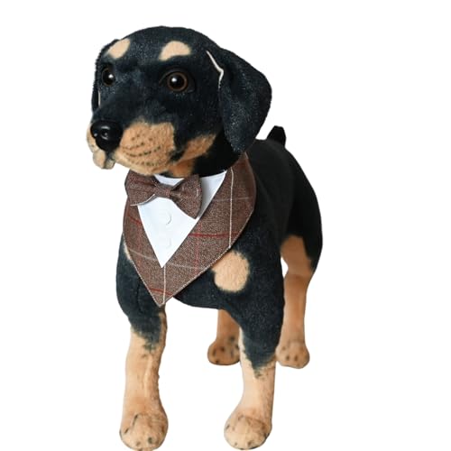 Smokinghalstuch, formelles Hundehalstuch, Halsband mit Schleife, verstellbar, für Geburtstagsparty, Kostüm, Gitter, Liebes-Lätzchen, Schal für Katzen, Welpen, kleine, mittelgroße Hunde, Größe L, Braun Smokinghalstuch, formelles Hundehalstuch, Halsband mit Schleife, verstellbar, für Geburtstagsparty, Kostüm, Gitter, Liebes-Lätzchen, Schal für Katzen, Welpen, kleine, mittelgroße Hunde, Größe L, Braun von MeiAOBest