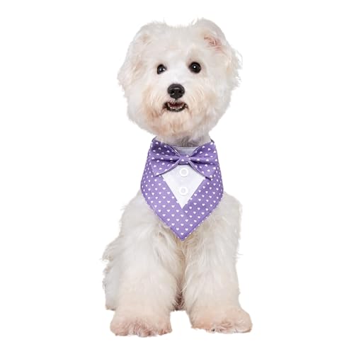 Smokinghalstuch, formelles Hundehalstuch, Halsband mit Schleife, verstellbar, für Geburtstagsparty, Kostüm, Gitter, Liebes-Lätzchen, Schal für Katzen, Welpen, kleine, mittelgroße Hunde, Größe S (lila) Smokinghalstuch, formelles Hundehalstuch, Halsband mit Schleife, verstellbar, für Geburtstagsparty, Kostüm, Gitter, Liebes-Lätzchen, Schal für Katzen, Welpen, kleine, mittelgroße Hunde, Größe S (lila) von MeiAOBest