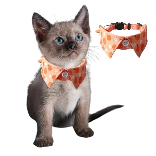 Süßes Halsband für Katzen und Welpen, mit D-Ring, verstellbar, Schnellverschluss, Haustier-Halsband, Bandana mit Glöckchen-Anhänger für Katzen, Welpen, kleine Hunde, Orange Süßes Halsband für Katzen und Welpen, mit D-Ring, verstellbar, Schnellverschluss, Haustier-Halsband, Bandana mit Glöckchen-Anhänger für Katzen, Welpen, kleine Hunde, Orange von MeiAOBest
