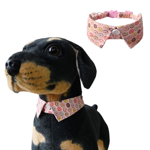 Süßes Halsband für Katzen und Welpen, mit D-Ring, verstellbares Haustier-Shirt, Halstuch, Bandana mit Glöckchen-Anhänger für Katzen, Welpen, kleine Hunde, rosa Donuts von MeiAOBest
