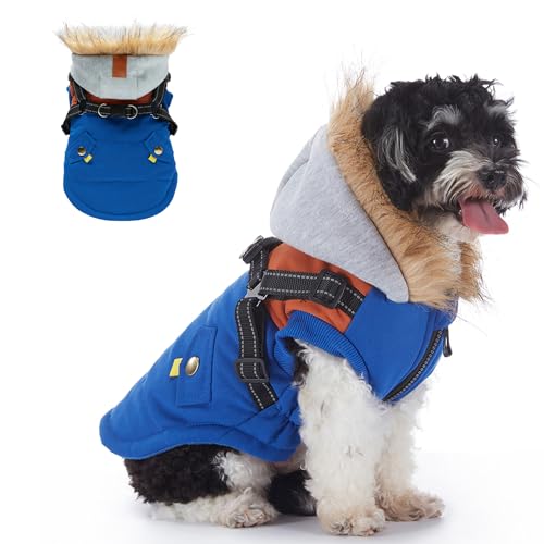 Warme Hundejacken, leicht wasserdicht, winddicht, Baumwollmantel, Reißverschluss, 2-in-1-Winter-Kapuzenpullover mit reflektierenden Streifen, Hundeweste, Outfit, Kostüm für Welpen, kleine, mittelgroße Warme Hundejacken, leicht wasserdicht, winddicht, Baumwollmantel, Reißverschluss, 2-in-1-Winter-Kapuzenpullover mit reflektierenden Streifen, Hundeweste, Outfit, Kostüm für Welpen, kleine, mittelgroße von MeiAOBest