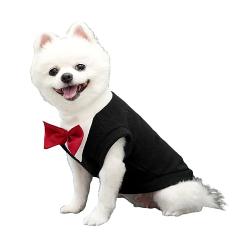Warme Winterkleidung für Hunde, Hochzeitsjacke, formelle Weste mit Schleife und D-Ring, für kaltes Wetter, für Katzen, Welpen, kleine, mittelgroße und große Hunde, Größe XXL (schwarz) von MeiAOBest