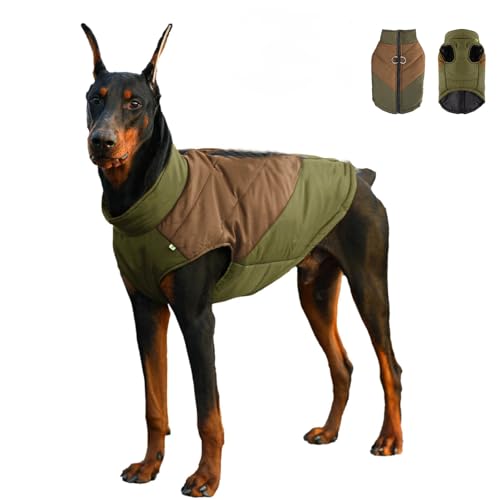 Warmer Wintermantel für Hunde mit D-Ring, leicht wasserdicht, Farbblockierung, Hundekleidung für kleine, mittelgroße und große Hunde, Größe 5XL, Armeegrün und Khaki Warmer Wintermantel für Hunde mit D-Ring, leicht wasserdicht, Farbblockierung, Hundekleidung für kleine, mittelgroße und große Hunde, Größe 5XL, Armeegrün und Khaki von MeiAOBest