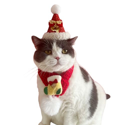 Weihnachtsmütze, Halstuch-Set für Haustiere, niedliche Katze, Hund, Schneeflocke, Weihnachtsmann, Weihnachtsmann, Weihnachtsmann, verstellbare Weihnachtsmütze, Lätzchen, Kostüm für Katzen, Welpen, Weihnachtsmütze, Halstuch-Set für Haustiere, niedliche Katze, Hund, Schneeflocke, Weihnachtsmann, Weihnachtsmann, Weihnachtsmann, verstellbare Weihnachtsmütze, Lätzchen, Kostüm für Katzen, Welpen, von MeiAOBest
