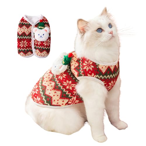 Weihnachtspullover für Haustiere, niedlicher Strickpullover für Katzen und Hunde, mit 3D-Bär-Dekoration, warmes Wetter, für Welpen, kleine Hunde, Größe S Weihnachtspullover für Haustiere, niedlicher Strickpullover für Katzen und Hunde, mit 3D-Bär-Dekoration, warmes Wetter, für Welpen, kleine Hunde, Größe S von MeiAOBest