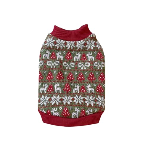 Weihnachtspullover für Katzen und Hunde, gestricktes Weihnachtskostüm, Neujahrspullover, Weste, Jacke, Welpen, Winter, warm, Hirsch, Schneeflocke, Glocke, Strickwaren, Pullover, Größe XL (Grün) von MeiAOBest