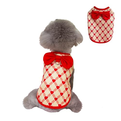 Weste für kleine Hunde mit D-Ring, süße herzförmige Schleife, warme Jacke für Katzen und Hunde, Sweatshirt für kaltes Wetter, Winter, Chihuahua, Yorkie, Größe S, Rot Weste für kleine Hunde mit D-Ring, süße herzförmige Schleife, warme Jacke für Katzen und Hunde, Sweatshirt für kaltes Wetter, Winter, Chihuahua, Yorkie, Größe S, Rot von MeiAOBest