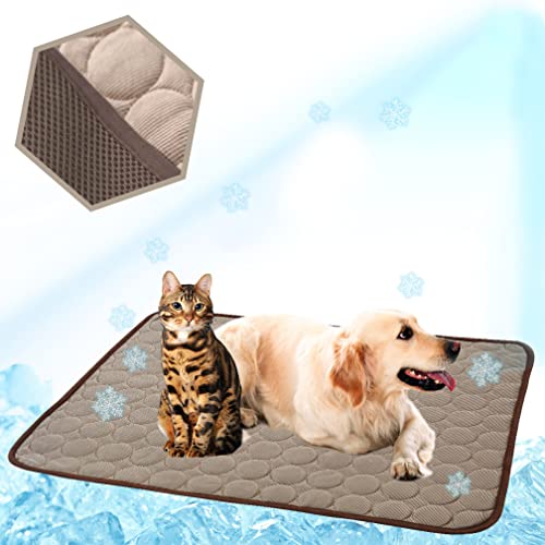 MeiLiMiYu Kühlmatte für Hunde, waschbar, Eisseide, selbstkühlende Pad, Decke (101,6 x 71,1 cm, Kaffeebraun) von MeiLiMiYu