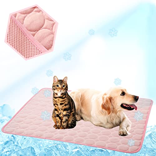MeiLiMiYu Kühlmatte für Hunde, waschbar, Eisseide, selbstkühlende Pad, Decke (101,6 x 71,1 cm, Rosa) von MeiLiMiYu