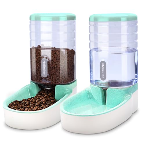 Automatischer Futterspender 3.8L,Wasserspender 3.8L Feeder Futterautomat Trockenfutter Spender Futterstation für Hunde Katze Haustiere (Grün) von Meijeegu