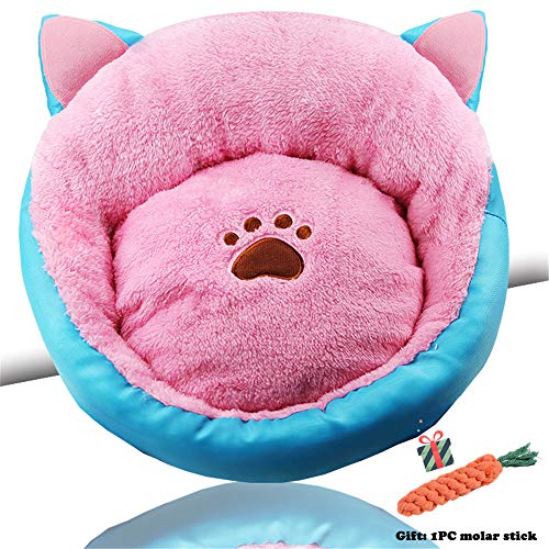 Mateju Hundebett für Katzen und Hunde mit Plüsch, Deluxe Rund in Doughnut-Form Hundesofa Hundematte weichem rutschfest Katzenbett (L,Pink) von Meiju
