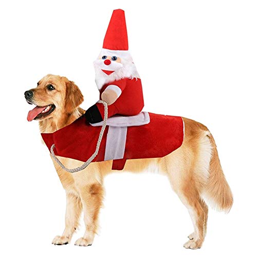 Meijunter Halloween Weihnachtskostüme für Hunde Katze, Cowboy Reiter Hundekostüm Haustier Hunde Weihnachten Santa Kostüm Cosplay Kostüm von Meijunter