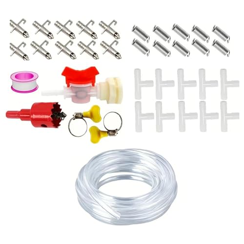 Automatisches Kleintier-Wasserspender-Set mit federmontierten Nippeln, Futterspendern und einfachem Installationswerkzeug, Bewässerungssets, Trinkwasser Automatisches Kleintier-Wasserspender-Set mit federmontierten Nippeln, Futterspendern und einfachem Installationswerkzeug, Bewässerungssets, Trinkwasser von Meiliyizu