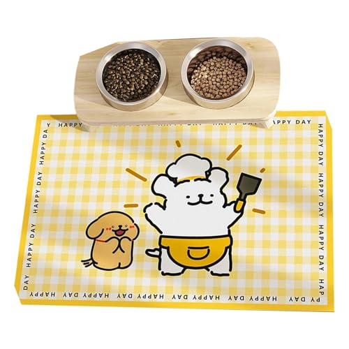 Wasserdichte Futtermatte für Hunde, Cartoon-Muster, schnell trocknende Oberflächen, Tischset, Essunterlage für kleine Haustiere, auslaufsicher, auslaufsicher, Hundefuttermatte von Meiliyizu