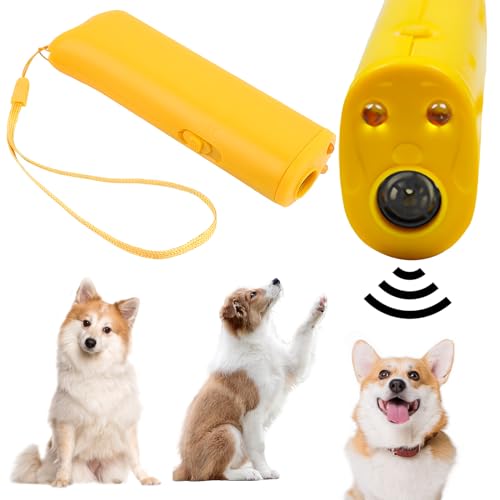 Mein HERZ LED Ultraschall Hunde Repeller und Trainer Gerät 3 in 1 Anti Bellen Stop Rinde Handheld Hunde Trainingsgerät, Hundeschreck, Ultraschall, Handgerät, Dual-Kanal, Gegen Hundebellen von Mein HERZ