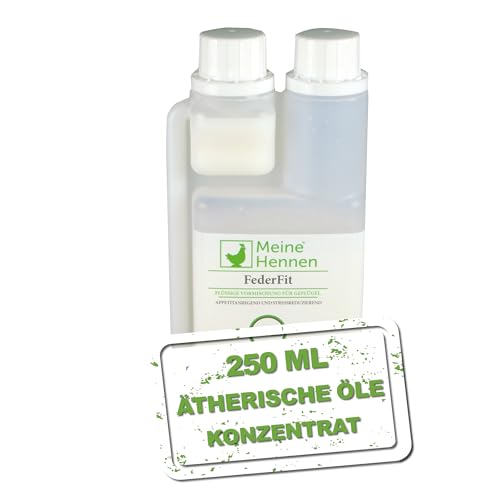Meine Hennen FederFit 250 ml Trinkwasserzusatz, zur unterstützung bei einem Milbenbefall, mit ätherischen Ölen ideal für Hühner, Wachteln und anderes Geflügel von Meine Hennen